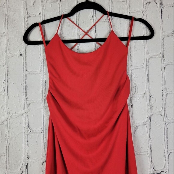 Revolve NBD Arabella solid lava red strappy slit leg back maxi dress - Picture 5 of 12